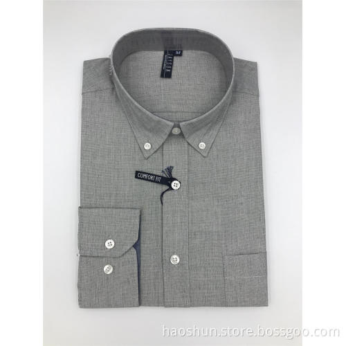 Competitive Price Button Collar Grey Color Leisure Shirts